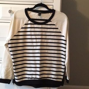 Forever 21 Black Striped Sweatshirt Sz Medium